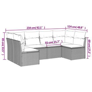 VidaXL Ensemble de canapés de jardin rotin synthétique  