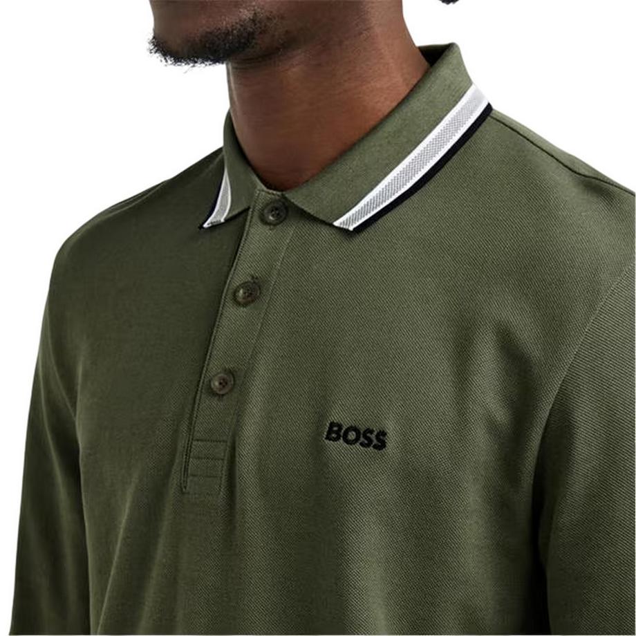 BOSS Polo Manches Longues avec Logo Brodé  