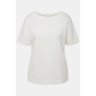 Ulla Popken  T-shirt dal taglio oversize in cotone biologico con scollo a girocollo e mezze maniche 