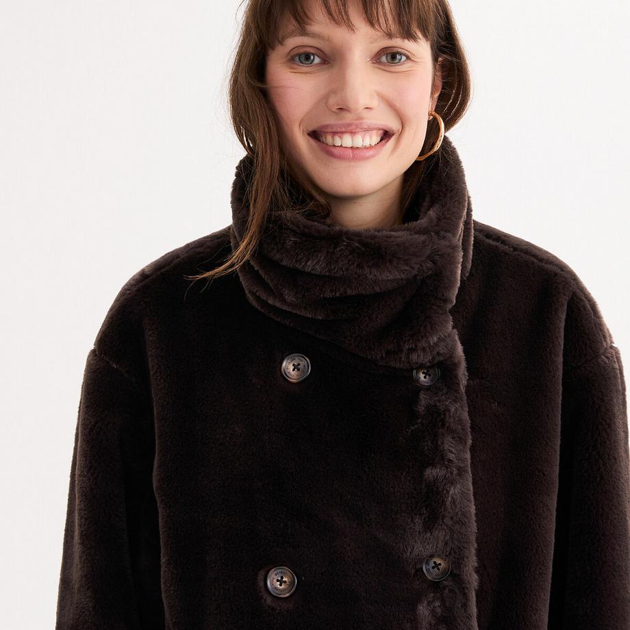 La Redoute Collections Manteau long en tissu duveteux  