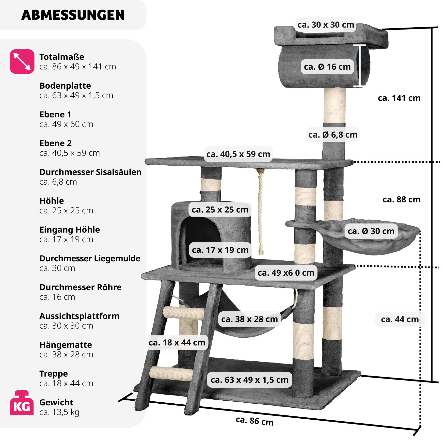 Tectake  Arbre à Chat STOKELEY 141 cm 