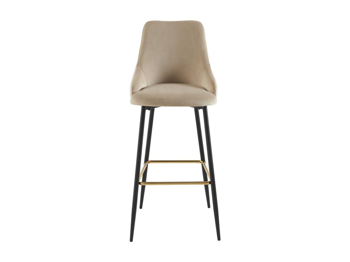 Vente-unique Lot de 2 tabourets de bar en velours et métal noir - Beige - VEVLINA  