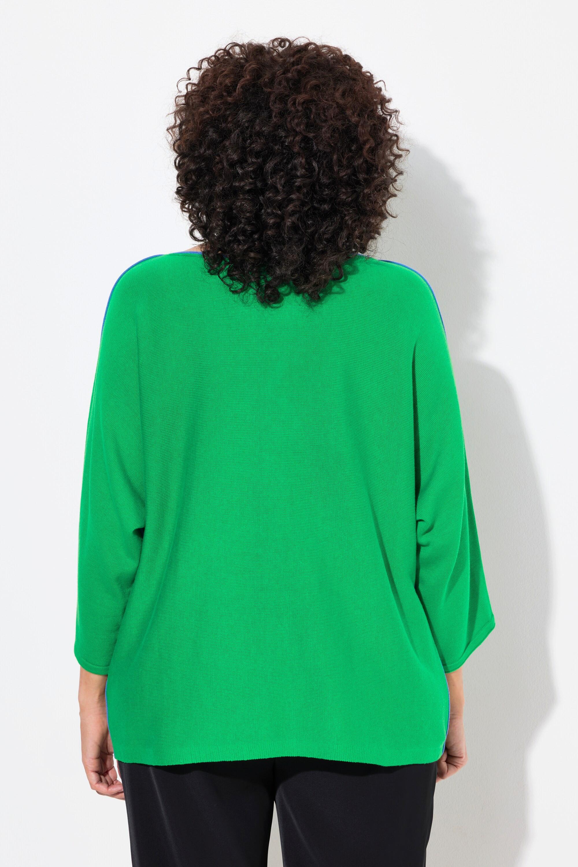 Ulla Popken Pull Encolure Bateau Passepoils Manches 3/4  