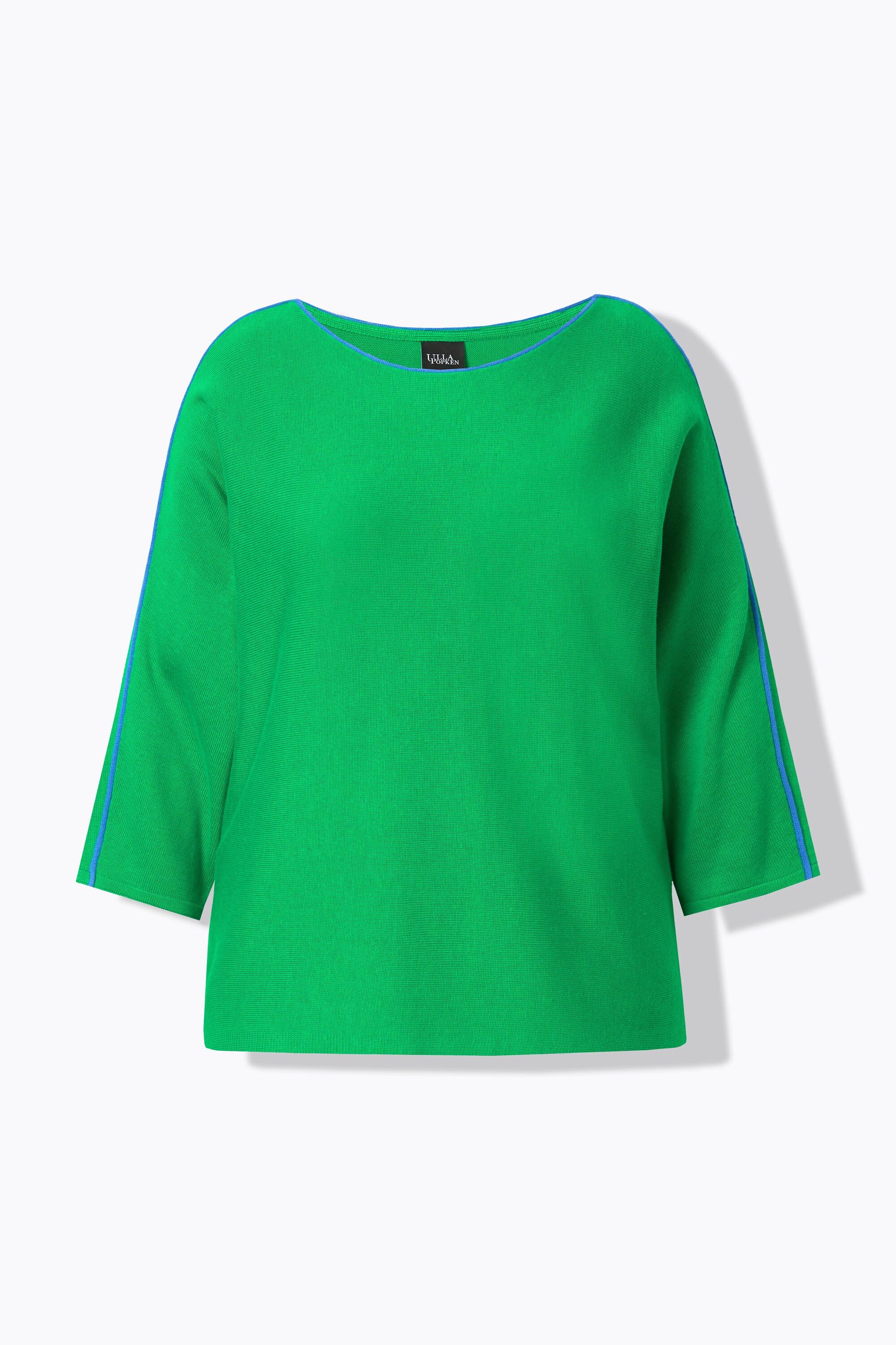 Ulla Popken Pull Encolure Bateau Passepoils Manches 3/4  