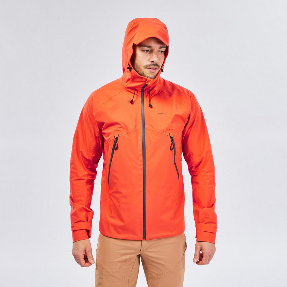 Veste imperméable et respirante de randonnée homme, MH500 orange