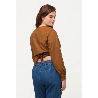 Ulla Popken Blusa Corta Incrociata Scollo V Maniche Lunghe Cotone Biologico  