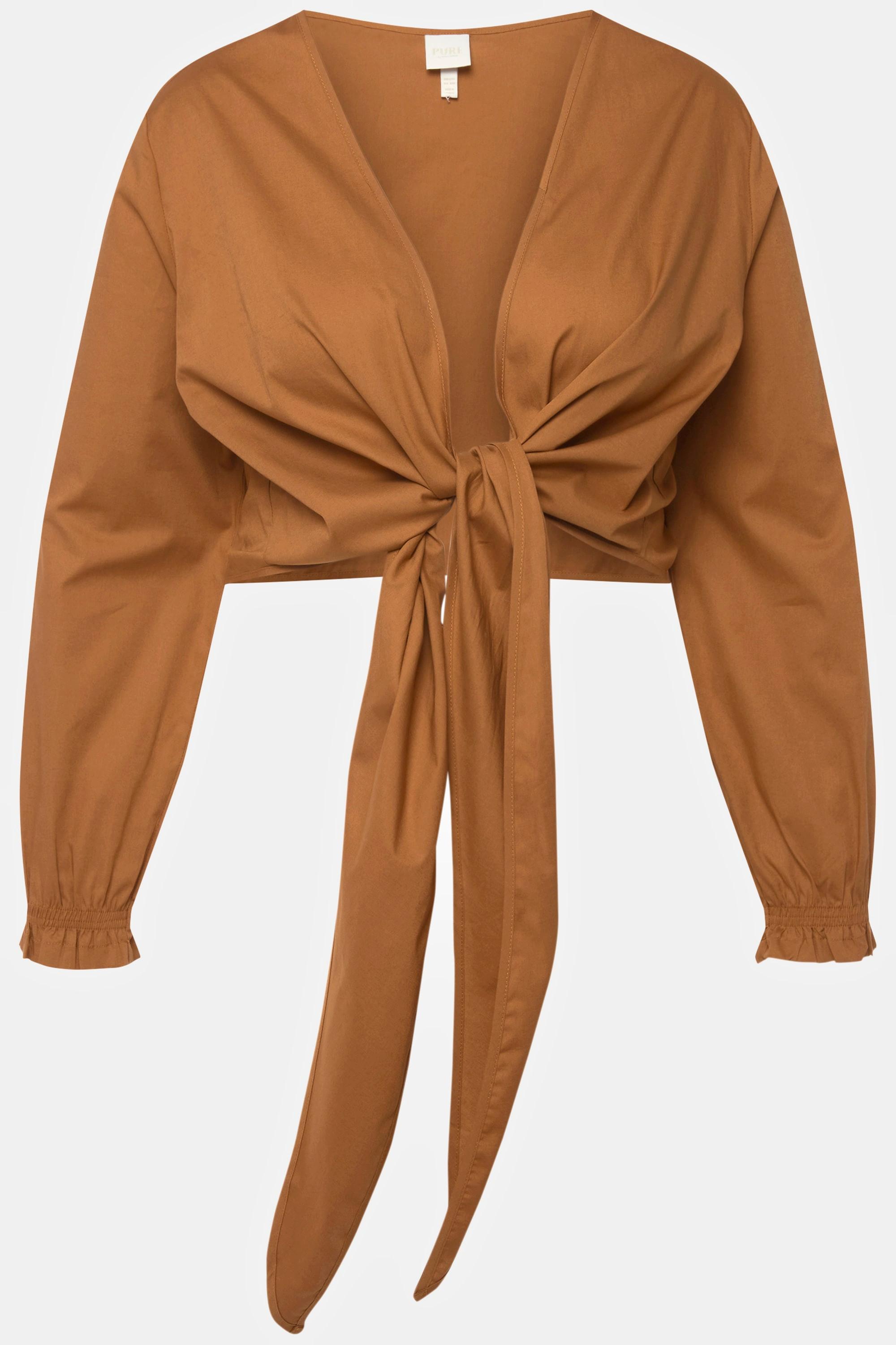 Ulla Popken Blusa Corta Incrociata Scollo V Maniche Lunghe Cotone Biologico  