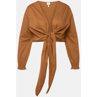 Ulla Popken Blusa Corta Incrociata Scollo V Maniche Lunghe Cotone Biologico  