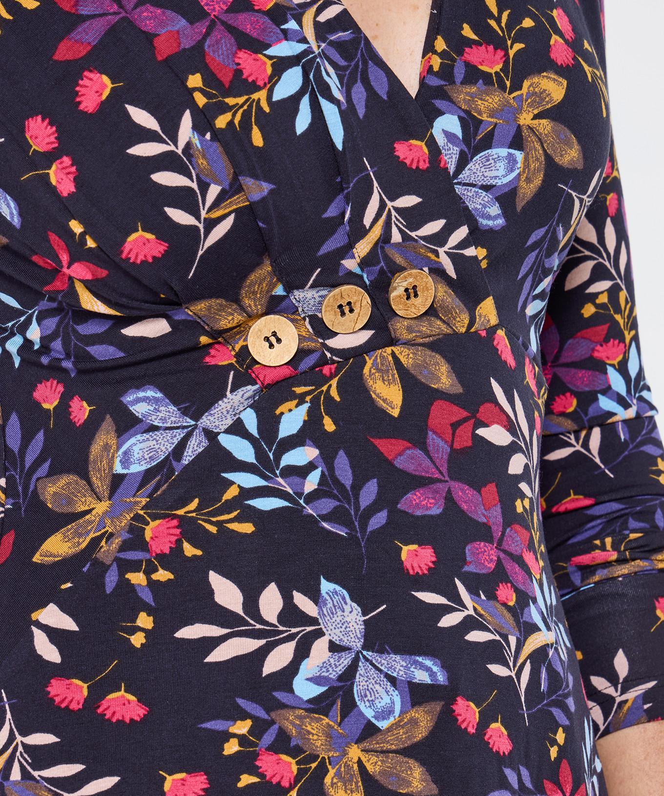 Joe Browns Tunica Aderente Floreale Orlo Asimmetrico Maniche Lunghe  