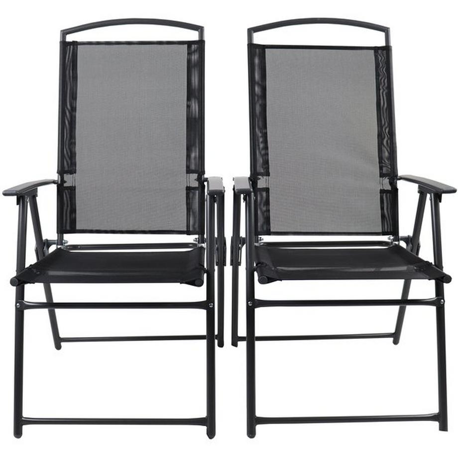 VCM Set de 2 chaises de jardin à haut dossier Textilene Chaise de balcon Camping Chaise pliante  