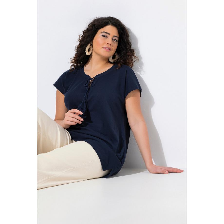 Ulla Popken T-shirt Scollo a Tunica Mezze Maniche Cotone Biologico  