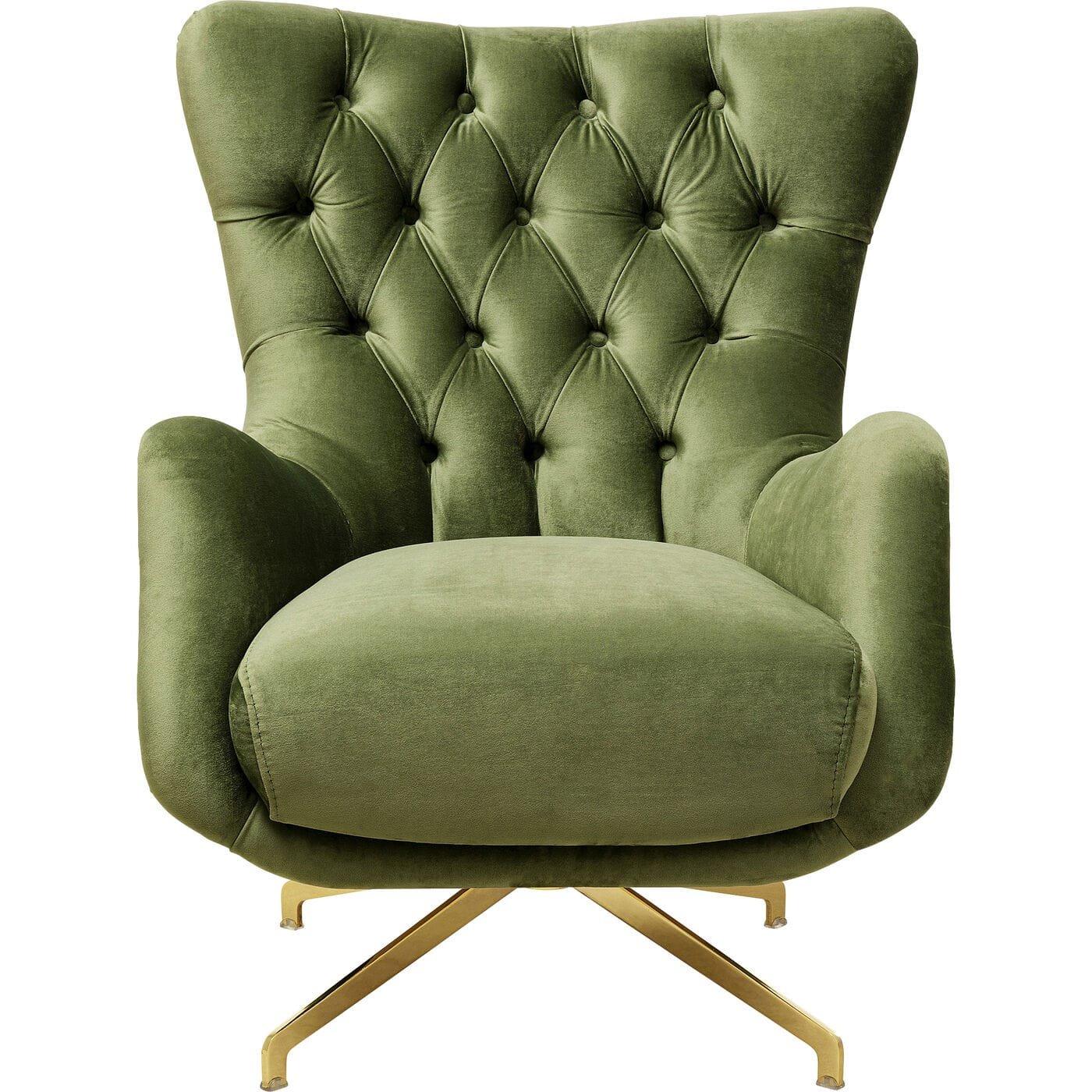 KARE Design Fauteuil pivotant Bellissima Velours vert  