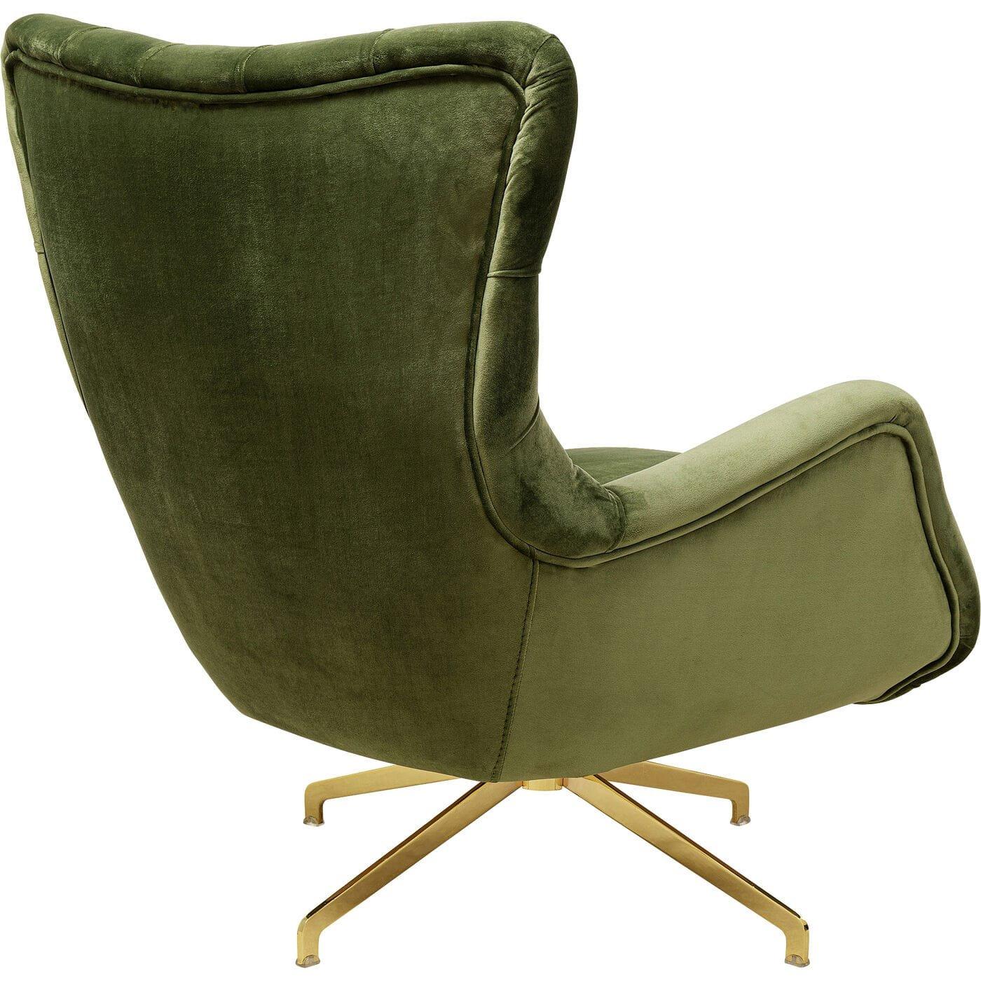 KARE Design Fauteuil pivotant Bellissima Velours vert  