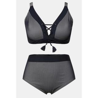 Ulla Popken  Bikini con design a righe, coppe morbide, allacciatura e spalline regolabili 