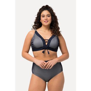 Bikini con design a righe, coppe morbide, allacciatura e spalline regolabili