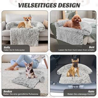 B2X  Cuccia in peluche per cani con base antiscivolo, rivestimento sfoderabile e lavabile e morbido paranuca, piccola 101 x 89 cm, grigio-bianco 