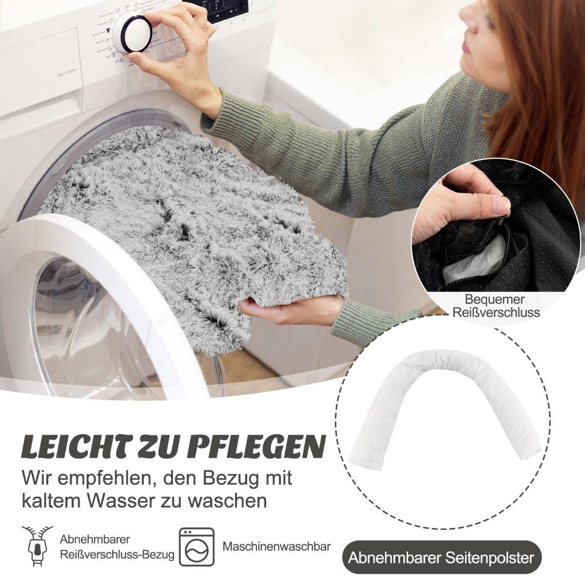 B2X  Cuccia in peluche per cani con base antiscivolo, rivestimento sfoderabile e lavabile e morbido paranuca, piccola 101 x 89 cm, grigio-bianco 