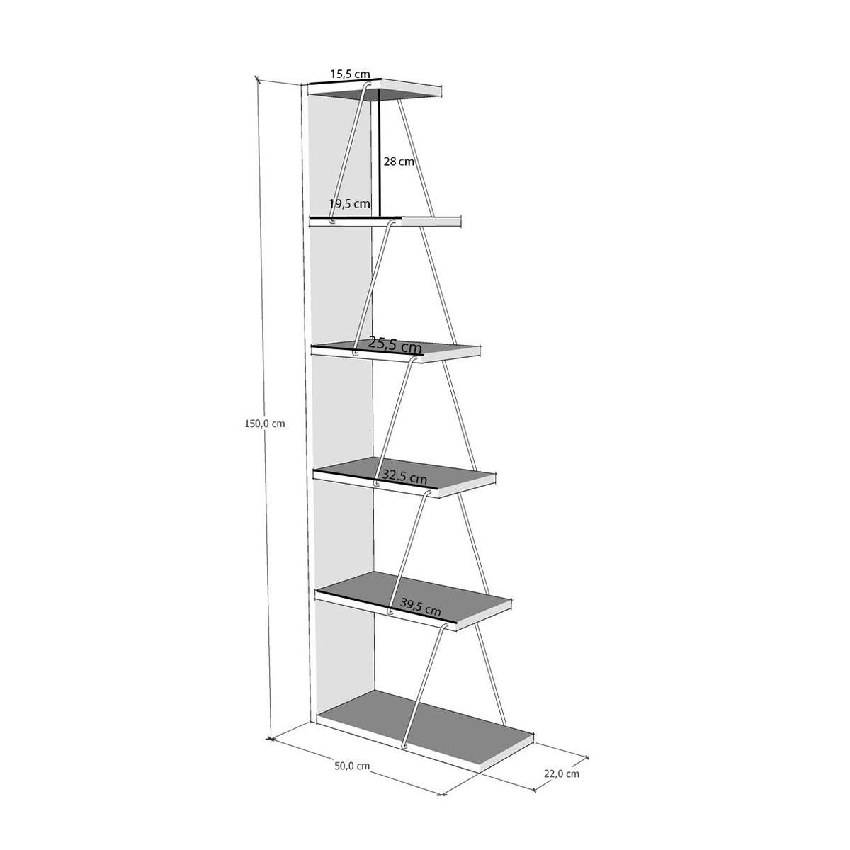 Calicosy Eckregal 6 Regale Pin und Schwarz Dekor H150 cm - Tlos  