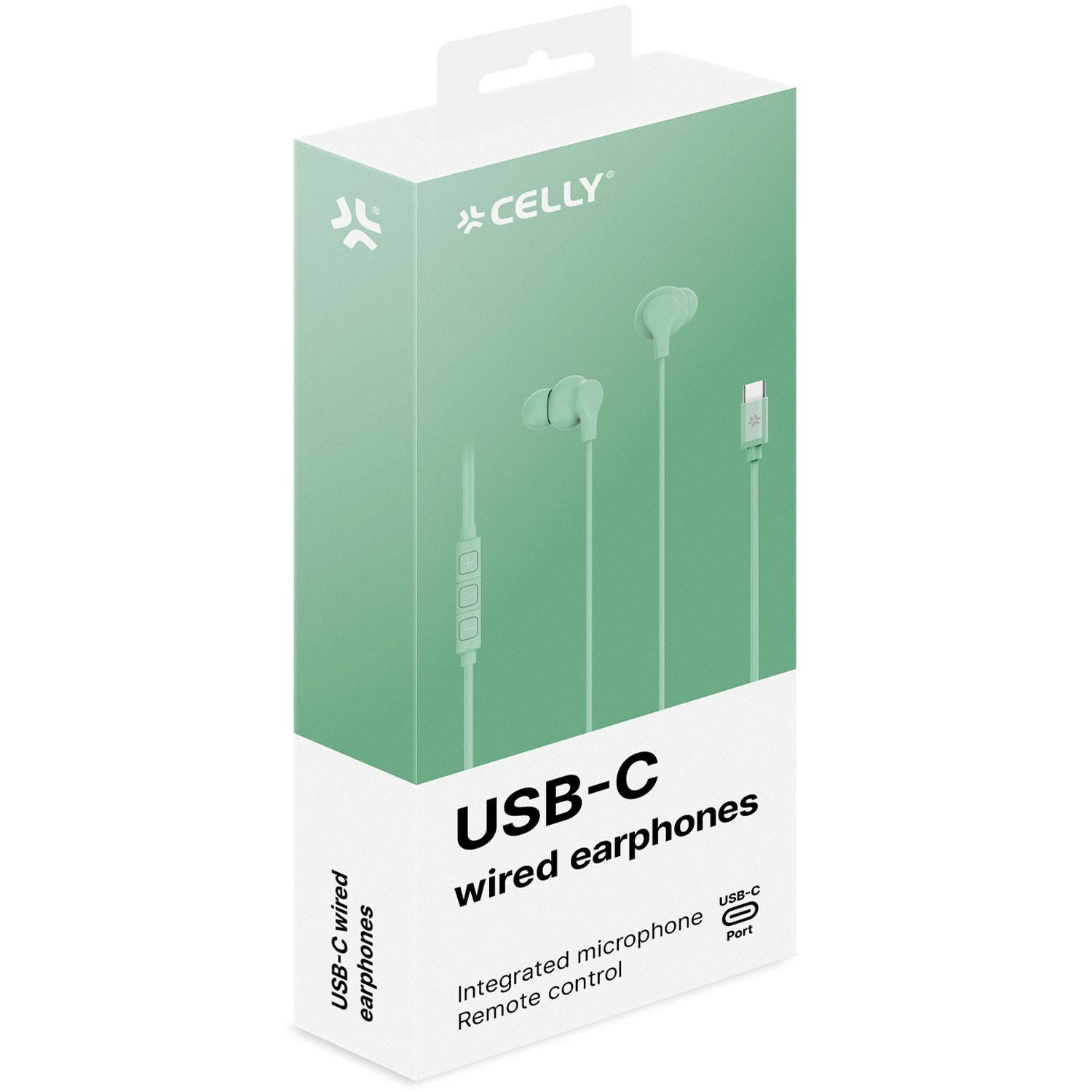 Celly  Kopfhörer In-Ear Kabel USB-C UP1600 Hellgrün 