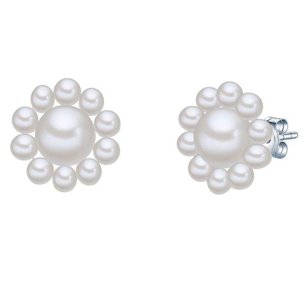 Valero Pearls  Femme Puce d'oreille en perle Fleur 