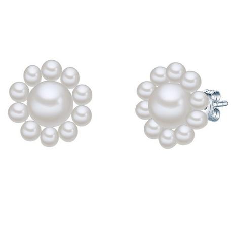 Valero Pearls  Femme Puce d'oreille en perle Fleur 