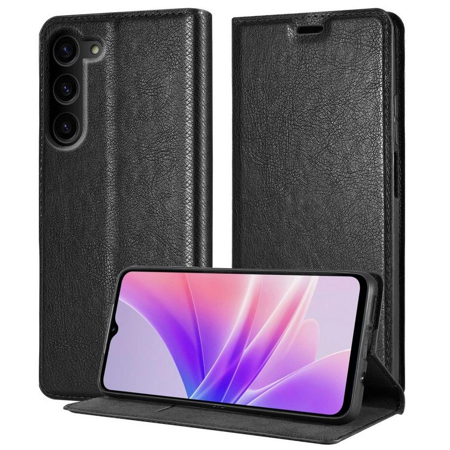 Housse pour Samsung Galaxy S23 en NOIR NUIT - Coque de protection avec fermeture magnétique, fonction de support et compartiment pour carte