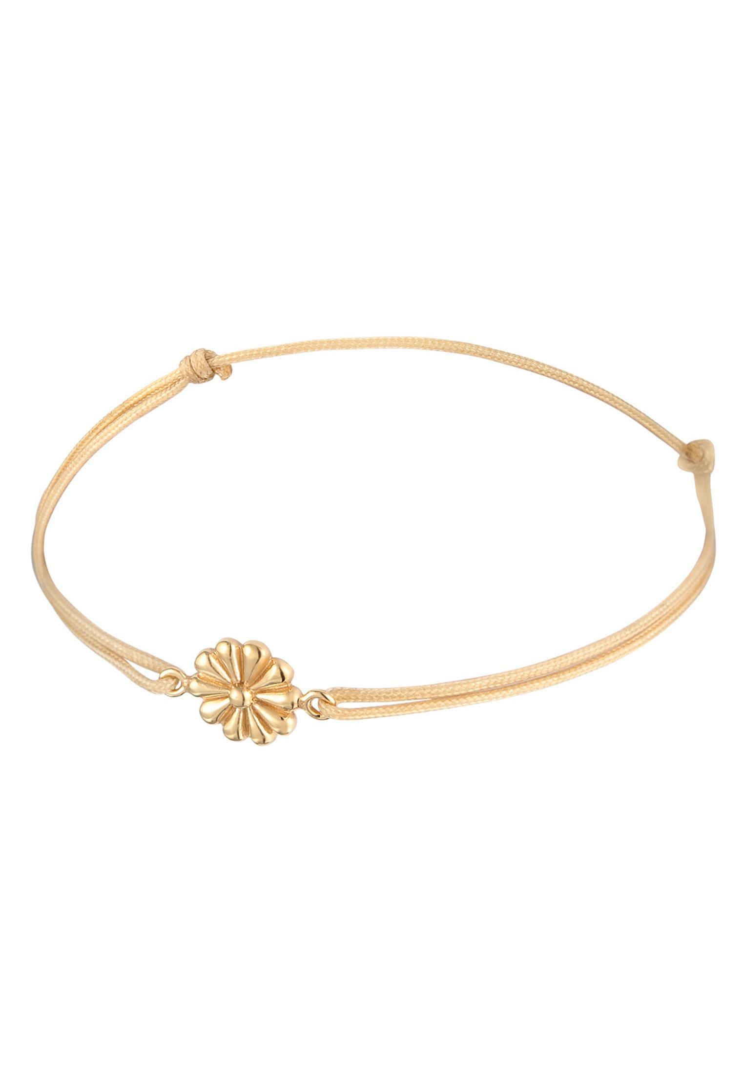Elli  Armband Nylon Blüte Flower Anhänger 925 Silber Vergoldet 