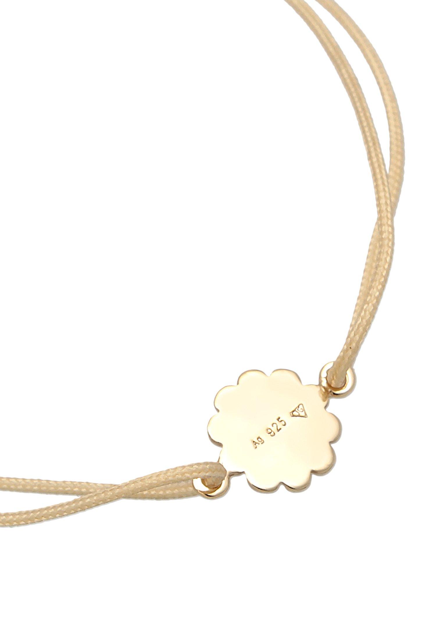 Elli  Armband Nylon Blüte Flower Anhänger 925 Silber Vergoldet 