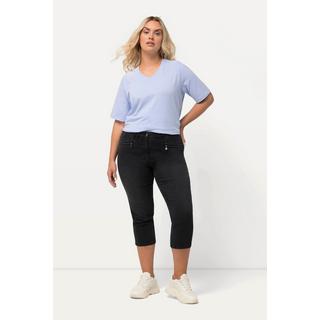 Ulla Popken  Jean Mony 7/8, taille élastique, poches zippées 