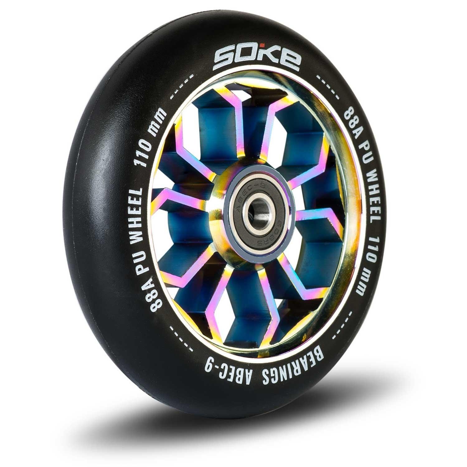 B2X  Roues couleur arc-en-ciel pour scooter 110 mm, pack de 2 