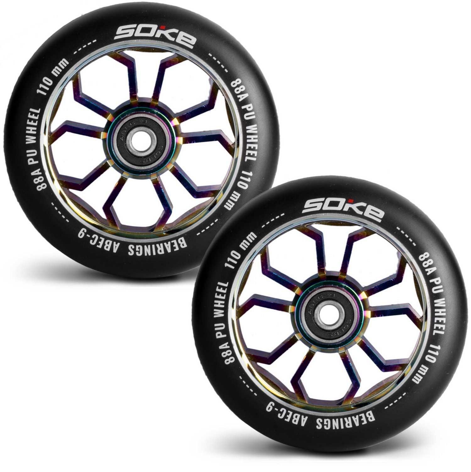 B2X  Roues couleur arc-en-ciel pour scooter 110 mm, pack de 2 
