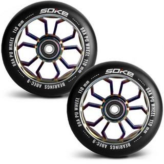 B2X  Roues couleur arc-en-ciel pour scooter 110 mm, pack de 2 