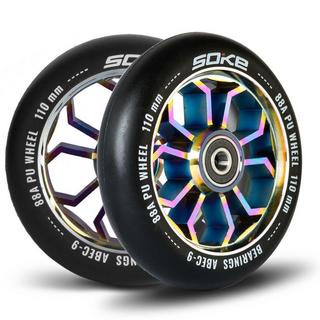 B2X  Roues couleur arc-en-ciel pour scooter 110 mm, pack de 2 