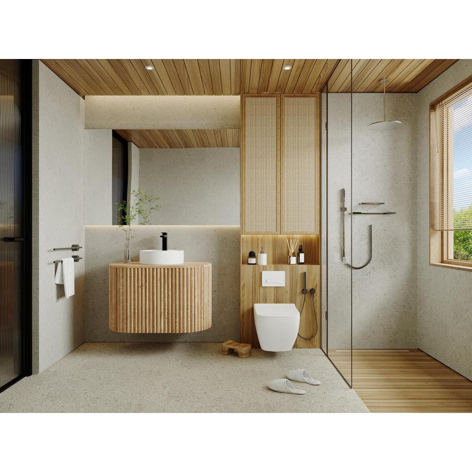 Vente-unique Mobile sotto lavabo sospeso 90 cm in Teak - TOWARI  