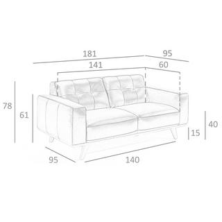 ANGEL CERDA 2-Sitzer-Sofa aus sandfarbenem Leder  