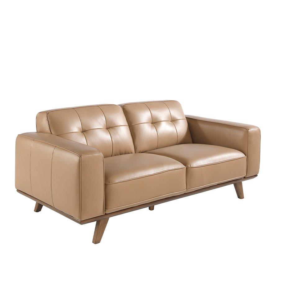 ANGEL CERDA 2-Sitzer-Sofa aus sandfarbenem Leder  