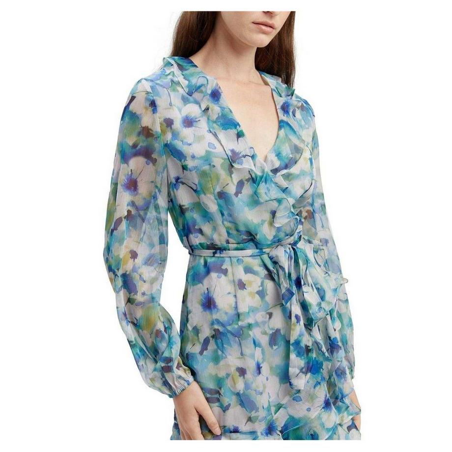 Bardot Florales Chiffon Wickelkleid  