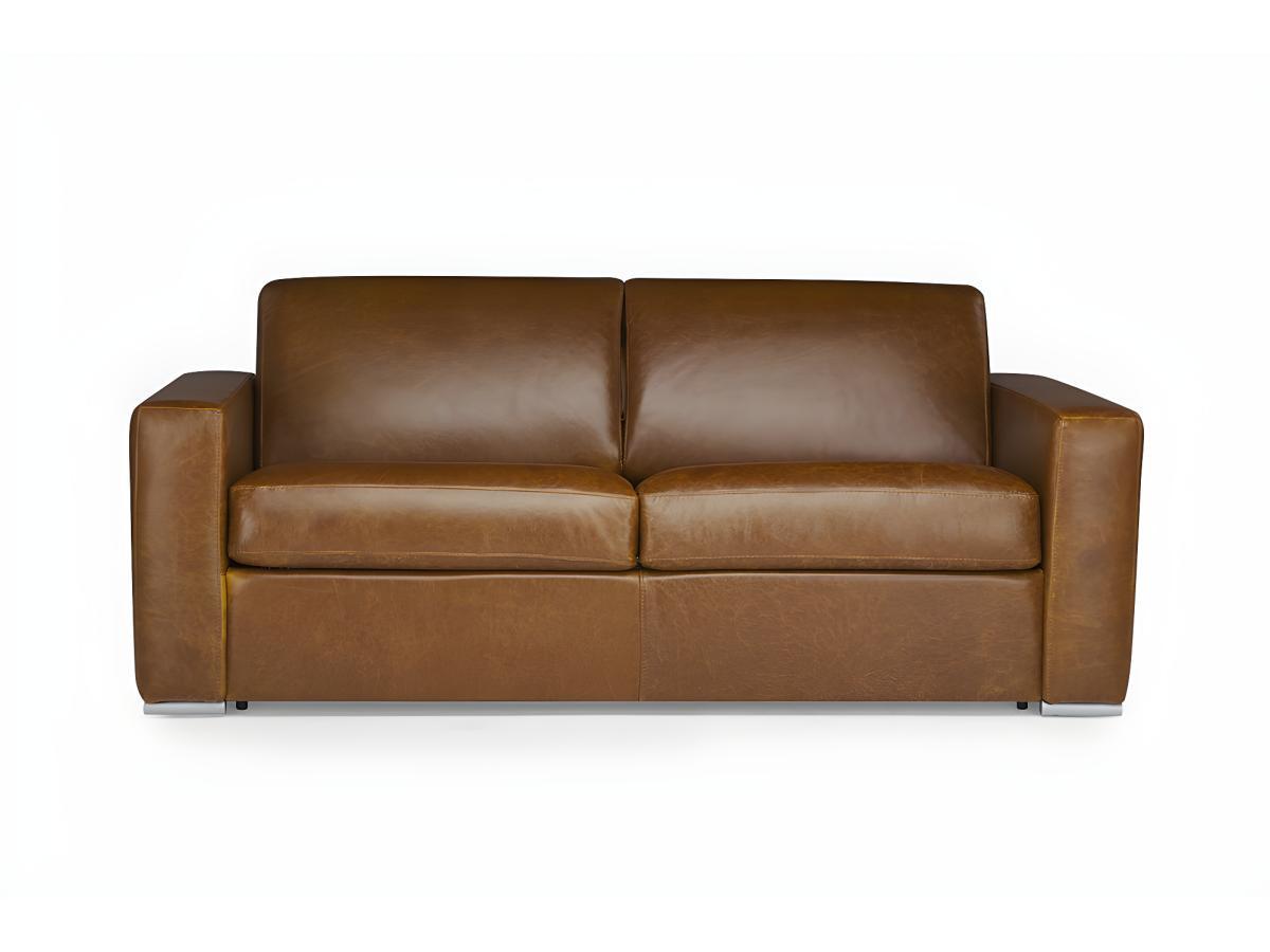 Vente-unique Schlafsofa mit Matratze 3Sitzer 100% Büffelleder VintageLederOptik DELECTEA II  