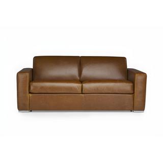 Vente-unique Schlafsofa mit Matratze 3Sitzer 100% Büffelleder VintageLederOptik DELECTEA II  