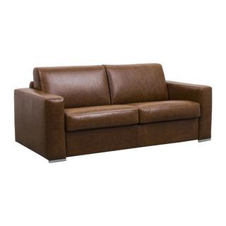 Vente-unique Schlafsofa mit Matratze 3Sitzer 100% Büffelleder VintageLederOptik DELECTEA II  