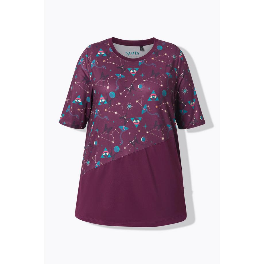 Ulla Popken Maglia Funzionale Scollo Rotondo Mezza Manica Taglio Svasato Riciclata  