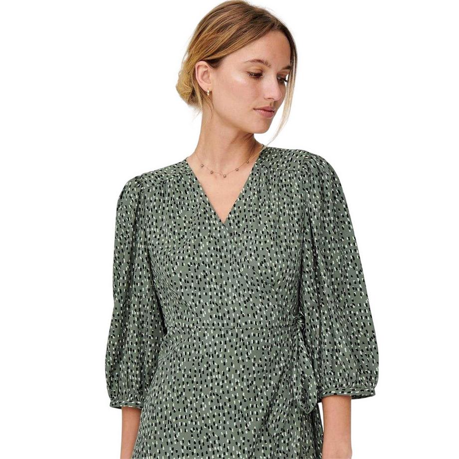 ONLY Robe Portefeuille Manches Bouffantes Motiftyle Abstrait Olivia  
