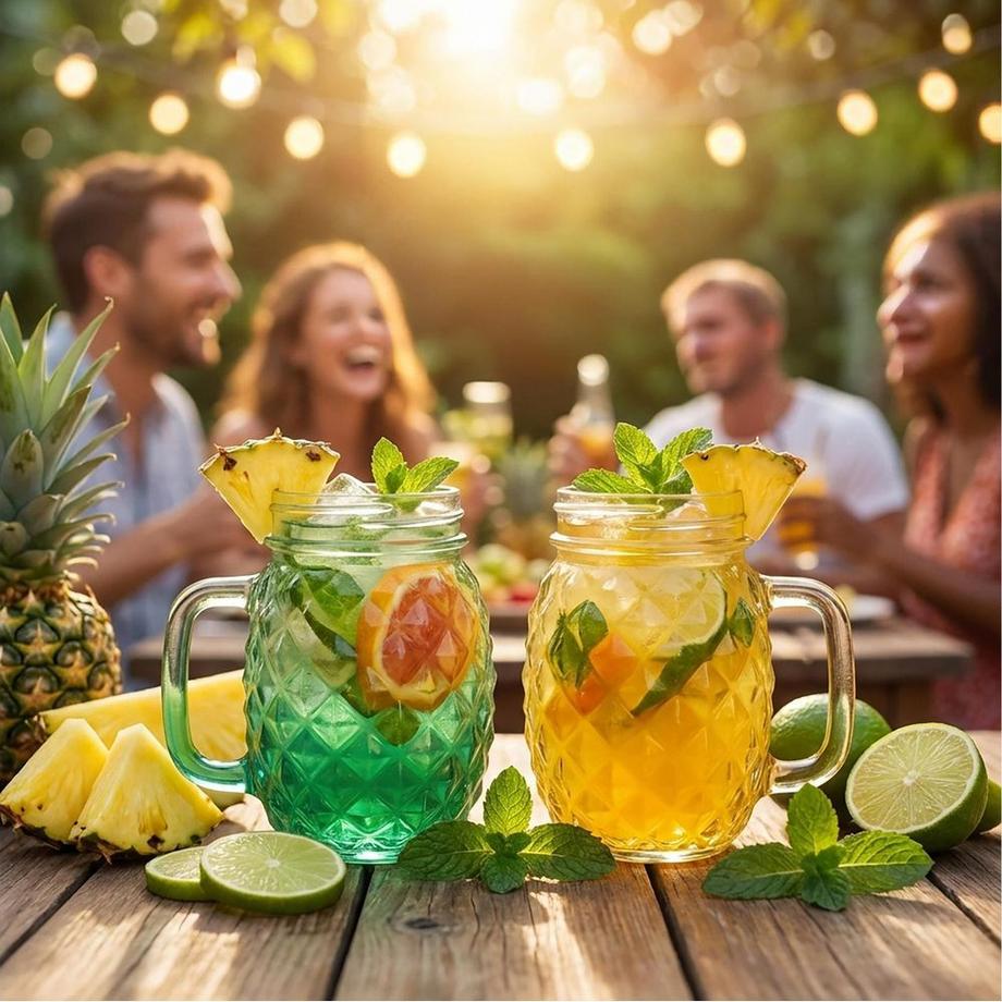 relaxdays Ananas-Gläser mit Henkel  
