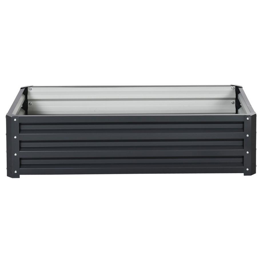 Hochbeet aus Stahl, rostfreier Pflanzkasten 120 x 60 x 30,5 cm, offenes Gemüsebeet & Kräuterbeet für Garten und Balkon, Grau