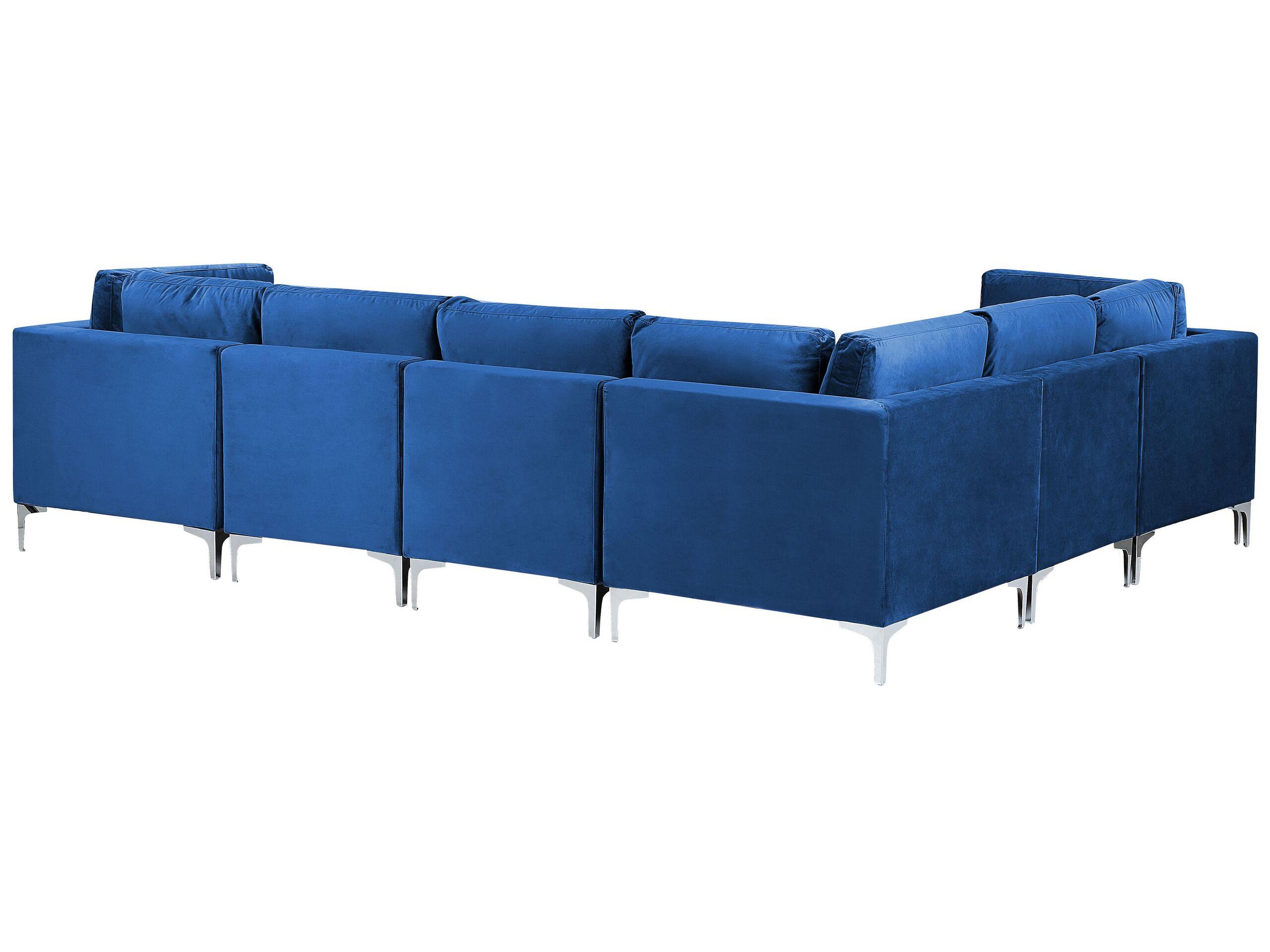 Beliani Ecksofa mit Ottomane aus Samtstoff Modern EVJA  