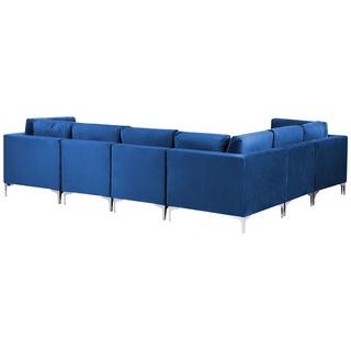 Beliani Ecksofa mit Ottomane aus Samtstoff Modern EVJA  