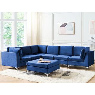 Beliani Ecksofa mit Ottomane aus Samtstoff Modern EVJA  