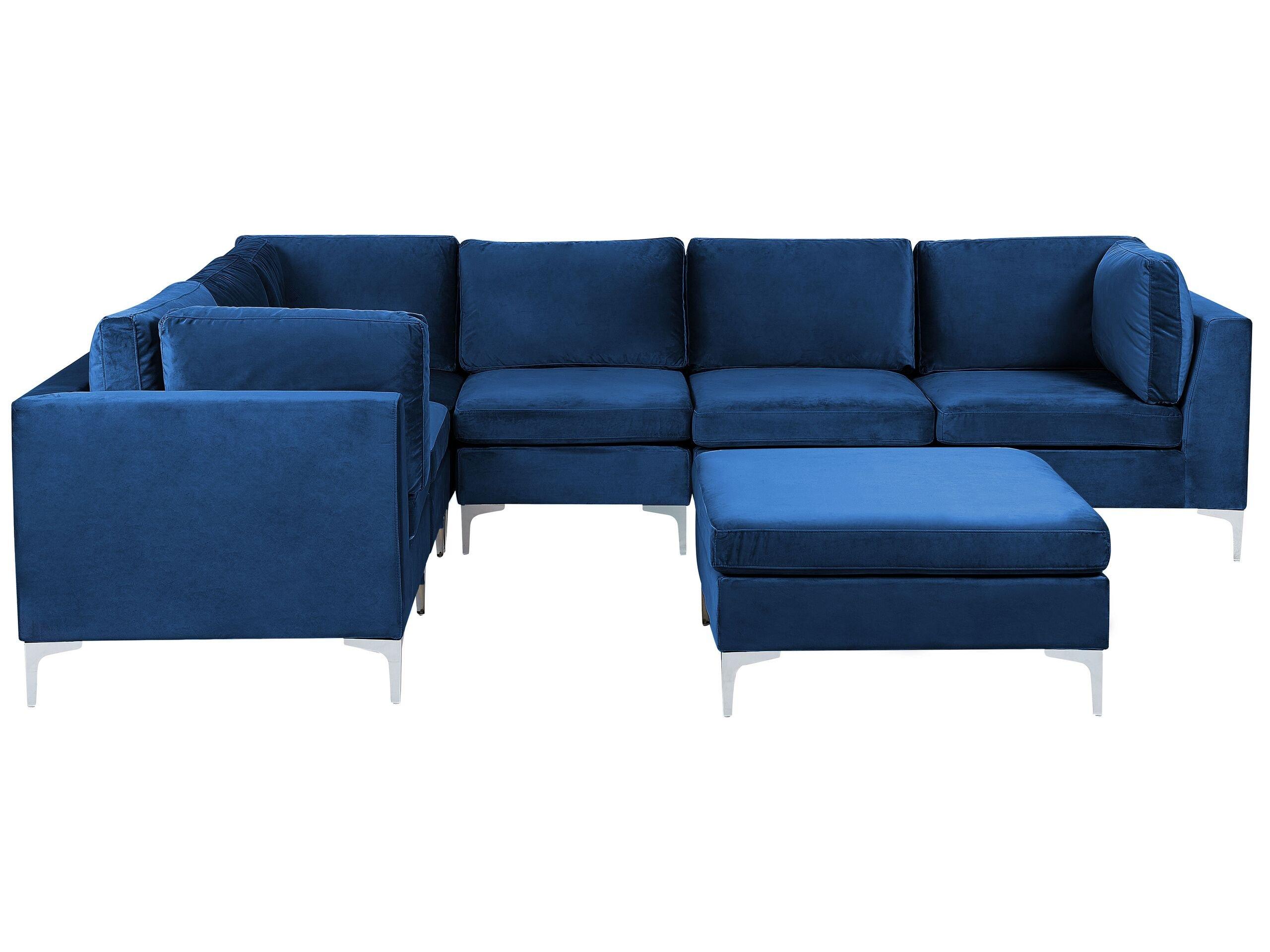 Beliani Ecksofa mit Ottomane aus Samtstoff Modern EVJA  