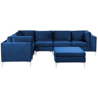 Beliani Ecksofa mit Ottomane aus Samtstoff Modern EVJA  