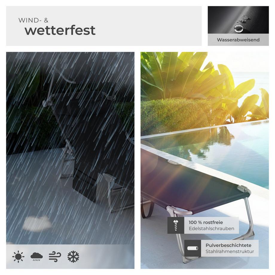 Tectake Sonnenliege Chloé klappbar  stufenlos verstellbares Sonnendach  